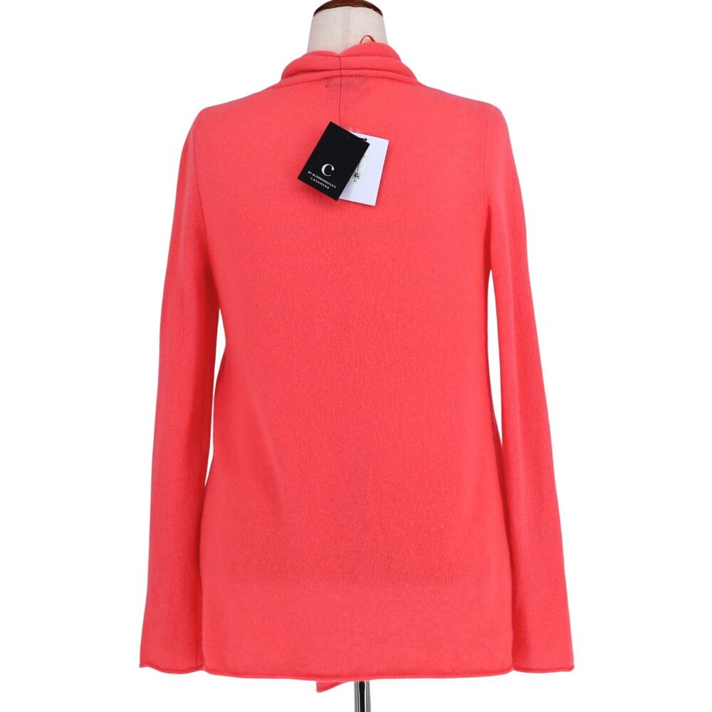 C by Bloomingdale's Women Guava Orange Cashmere Open-Front Cardigan Size XL - Picture 3 of 5